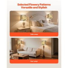 VEVOR Abajur boben 33x33x25 cm temno cvetlični vzorec