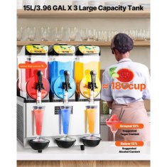 VEVOR Aparat za ledene napitke s tremi rezervoarji 525x605x832 mm Črn