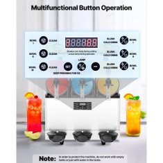 VEVOR Aparat za ledene napitke s tremi rezervoarji 525x605x832 mm Črn