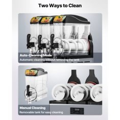 VEVOR Aparat za ledene napitke s tremi rezervoarji 525x605x832 mm Črn