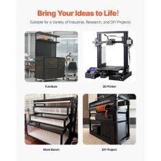 VEVOR Aluminijasti ekstrudirani profil 2040 T režica 1000x20x40 mm črna