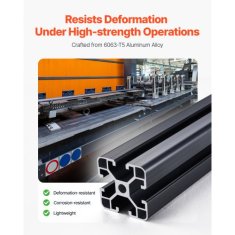 VEVOR Aluminijasti ekstrudirani profil 4040 T režo 600x40x40 mm črn