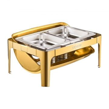VEVOR Set za serviranje hrane z zvijalnim pokrovom 9 qt zlata barva