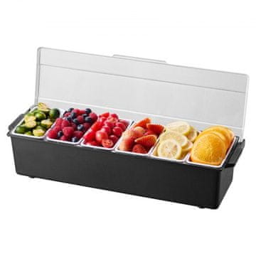 VEVOR Posoda za začimbe 6 prekatov ohlajena pladenj 503x165x117 mm shranjevanje