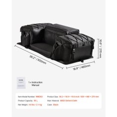 VEVOR ATV zadnja torba za shranjevanje 50 L 92x48x27 cm črna