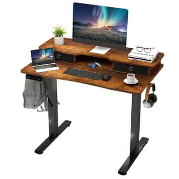 Northix Električna po višini nastavljiva miza s stojalom za monitor 100x60 cm