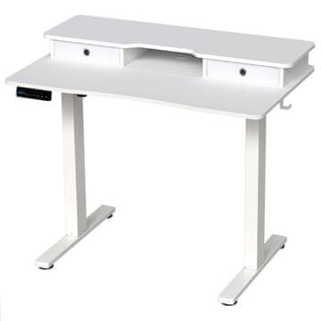 Northix Nastavljiva stoječa miza s stojalom za monitor in predali, višina 73–122 cm