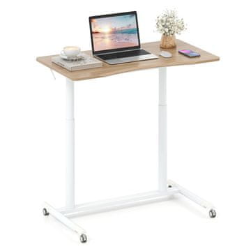 Northix Nastavljiva miza za sedenje in stanje, oblika C, 70–106 cm, mobilna, MDF in kovina