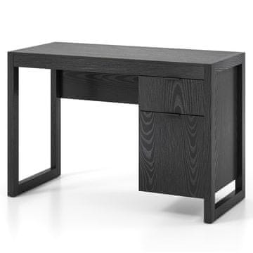 Northix Črna računalniška miza s shranjevalnim kabinetom, 112 cm