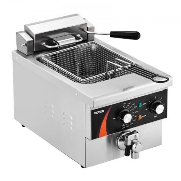 VEVOR Električni namizni cvrtnik 85 L srebrne barve