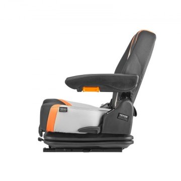 VEVOR Viličarjev sedež z vzmetenjem nastavljiv naslon naslon za roke varnostni pas 60x51x64 cm črn