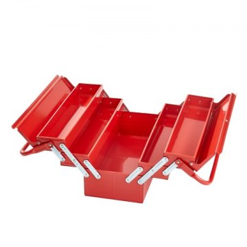 VEVOR Kovček za orodje z zložljivim pokrovom model 45.7x20x21.5 cm rdeč