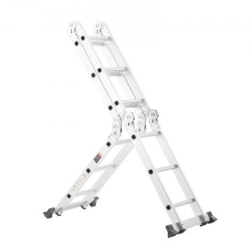 VEVOR Zložljiva lestev 7 v 1 nastavljiva teleskopska 1195x608x1685 mm srebrna