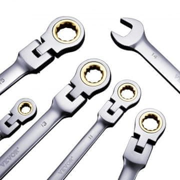 VEVOR Komplet ključev z gibljivo glavo 8-delni 26x7x55 cm bronasta barva