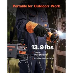 VEVOR MIG varilec 130A sinergični 2-v-1 plinski in brezplinski prenosni 33x16x23 cm