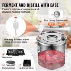 VEVOR Komplet dvojnega kondenzatorja za alkoholni destilator 50 L srebrne barve