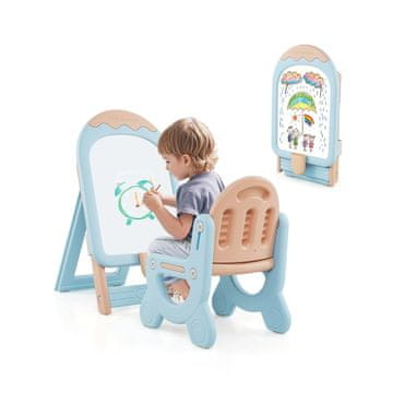 Northix Nastavljivo otroško stojalo s stolom, tablo in škatlo za shranjevanje 50x38,5 cm