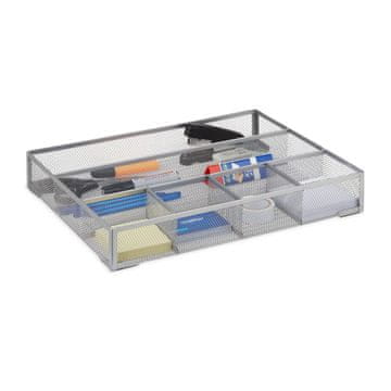Northix Namizni organizator Metal Large, kovinski, 6 predelkov, prozorna žičnata mreža, za pisarniške potrebščine