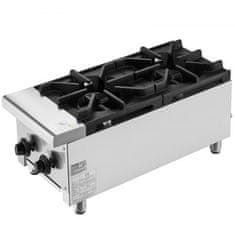 VEVOR Plinski štedilnik 2 gorilnika 305x77x335 cm iz nerjavečega jekla