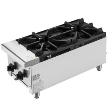 VEVOR Plinski štedilnik 2 gorilnika 305x77x335 cm iz nerjavečega jekla