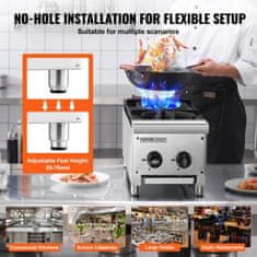 VEVOR Plinski štedilnik 2 gorilnika 305x77x335 cm iz nerjavečega jekla