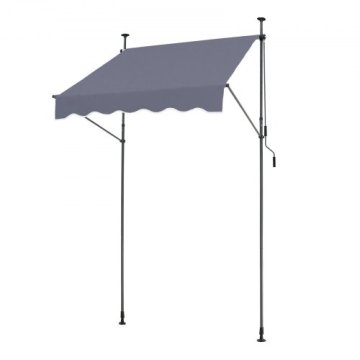VEVOR Zunanja senčnica za teraso ročno nastavljiva z ročico 150x120 cm siva