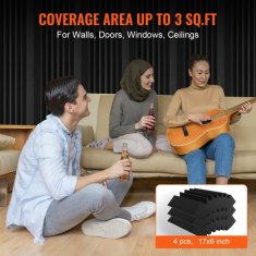 VEVOR Akustične penaste plošče 4 kosa 42x16x30 cm črne barve