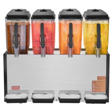 VEVOR Razdelilec za pijačo 4 rezervoarji 12 L vsak 755x43x67 cm nerjaveče jeklo