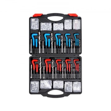 VEVOR Komplet za popravilo navojev 338 kosov SAE in metrični M5 M6 M8 M10 M12 rdeča modra črna