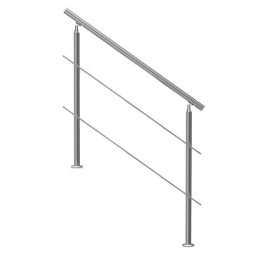 VEVOR Ograja 1199 cm za zunanje stopnice z 2 prečnima palicama 120x104x106 cm srebrna