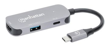Manhattan Priklopna postaja 3-v-1 USB-C v HDMI sive barve
