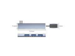 Orico USB-C hub s 3 vhodi, 1x USB 3.0, 2x USB 2.0, Alu, siv, AH-W13