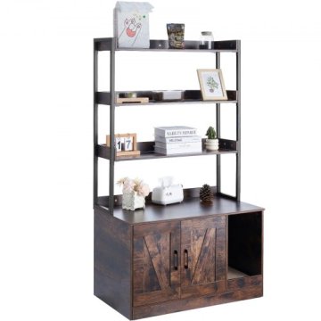 VEVOR Ohišje za mačji stranišče 85x49x149 cm rjavo