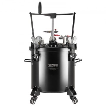 VEVOR Razpršilna barva tlačni lonec 20L 70 psi nastavljiv tlak jeklo s kolesci