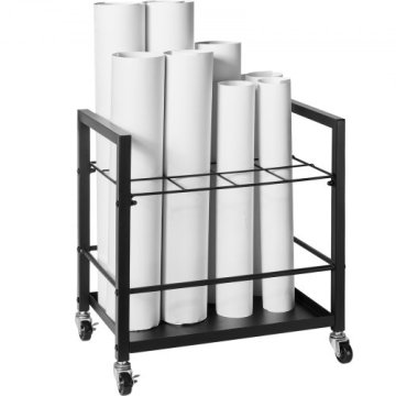 VEVOR Stojalo za načrte 12 rež 425x29x455 cm črno