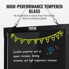 VEVOR LED tabla za pisanje 406x305 cm izbrisna osvetljena kredna tabla