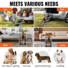 VEVOR Pasje stopnice 4-stopenjske zložljive 1040x885 mm aluminij 1134 kg črne barve