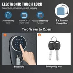 VEVOR Ognjevarna omara za 5 pušk digitalna tipkovnica 35x30x1447 cm črna