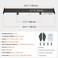 VEVOR Avtomobilski spojler GT Wing enojna plošča 1106x220x130 mm črna