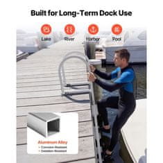 VEVOR Pristaniška lestev 3 stopnice 40x412x1335 cm odstranljiva