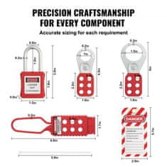 VEVOR Komplet za električno zaklepanje in označevanje 47 kosov 28x9x25 cm rdeča