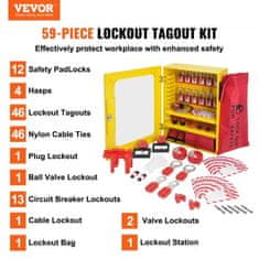 VEVOR Komplet za zaklepanje in označevanje 59-delni komplet za električno varnost 102 kg
