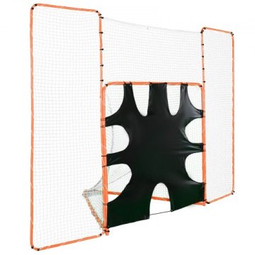 VEVOR Lacrosse gol 3 v 1 z zadnjo mrežo in tarčo 366x274 cm oranžen