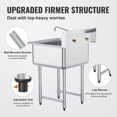 VEVOR Pralni pomivalnik z eno skledo 686x61x1041 cm iz nerjavečega jekla