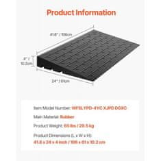 VEVOR Pragovni naklonski trak 3-kanalni pokrov kabla 61x106x102 cm Črn