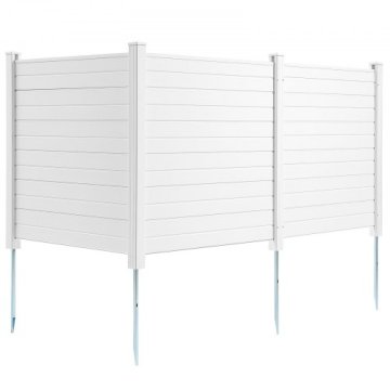 VEVOR Zaslon za zasebnost 3-panelni vinil ograja 127x127 cm bela