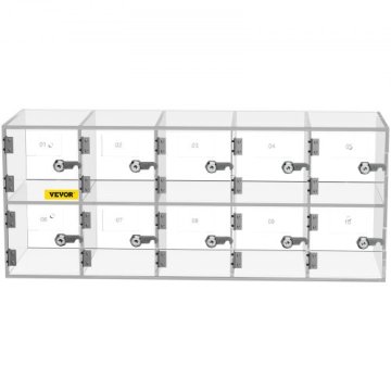 VEVOR Shramba za mobilne telefone 10 predalov 53x18x215 cm prozorna