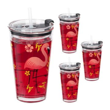 Northix Set 4 kozarcev z motivom flaminga