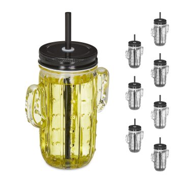 Northix Set 8 kozarcev Cactus s slamico