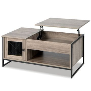 Northix Klubska mizica s pnevmatskim dvigalom 106x55x44,5 cm siva z dvižno ploščo